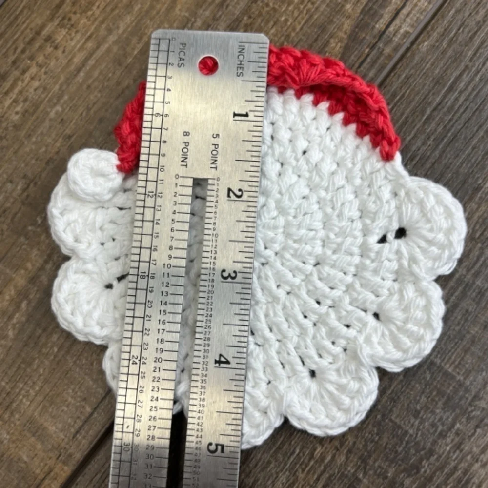 Santa Claus Coasters Christmas Holiday Set Handcrafted Crochet‎ Cotton